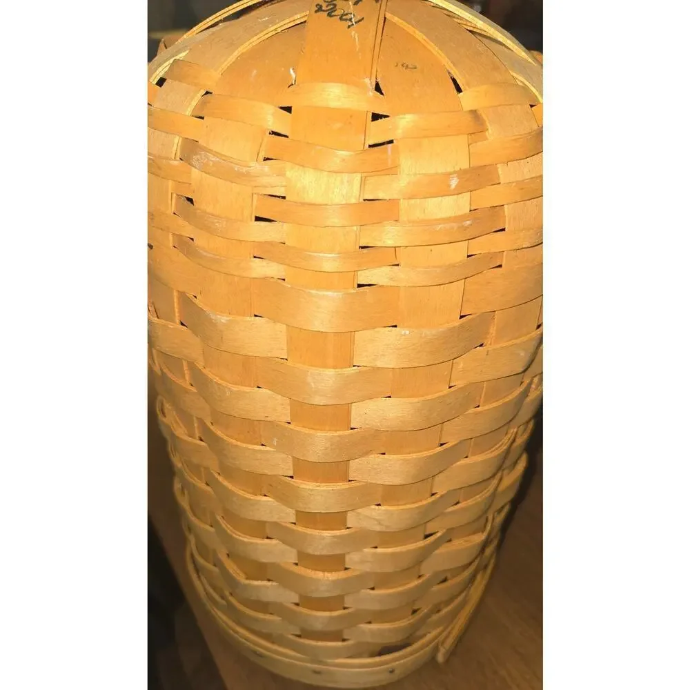 VTG 2001 Longaberger Hanging Round Basket with Leather Hang Strap